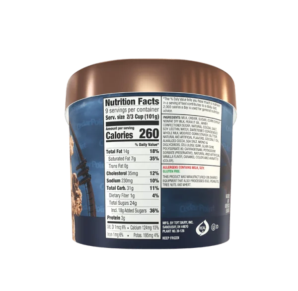 Nutritional facts for Toft's salty caramel fudge truffle ice cream
