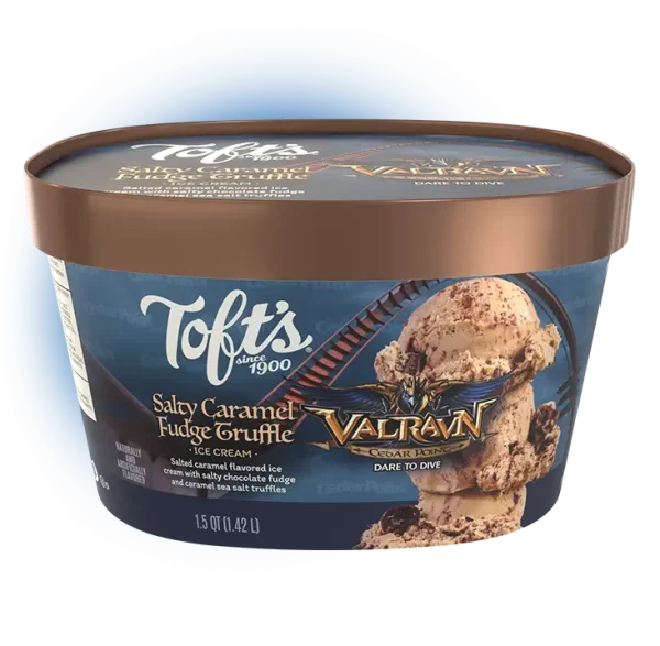 48 ounce container of salty caramel fudge truffle ice cream